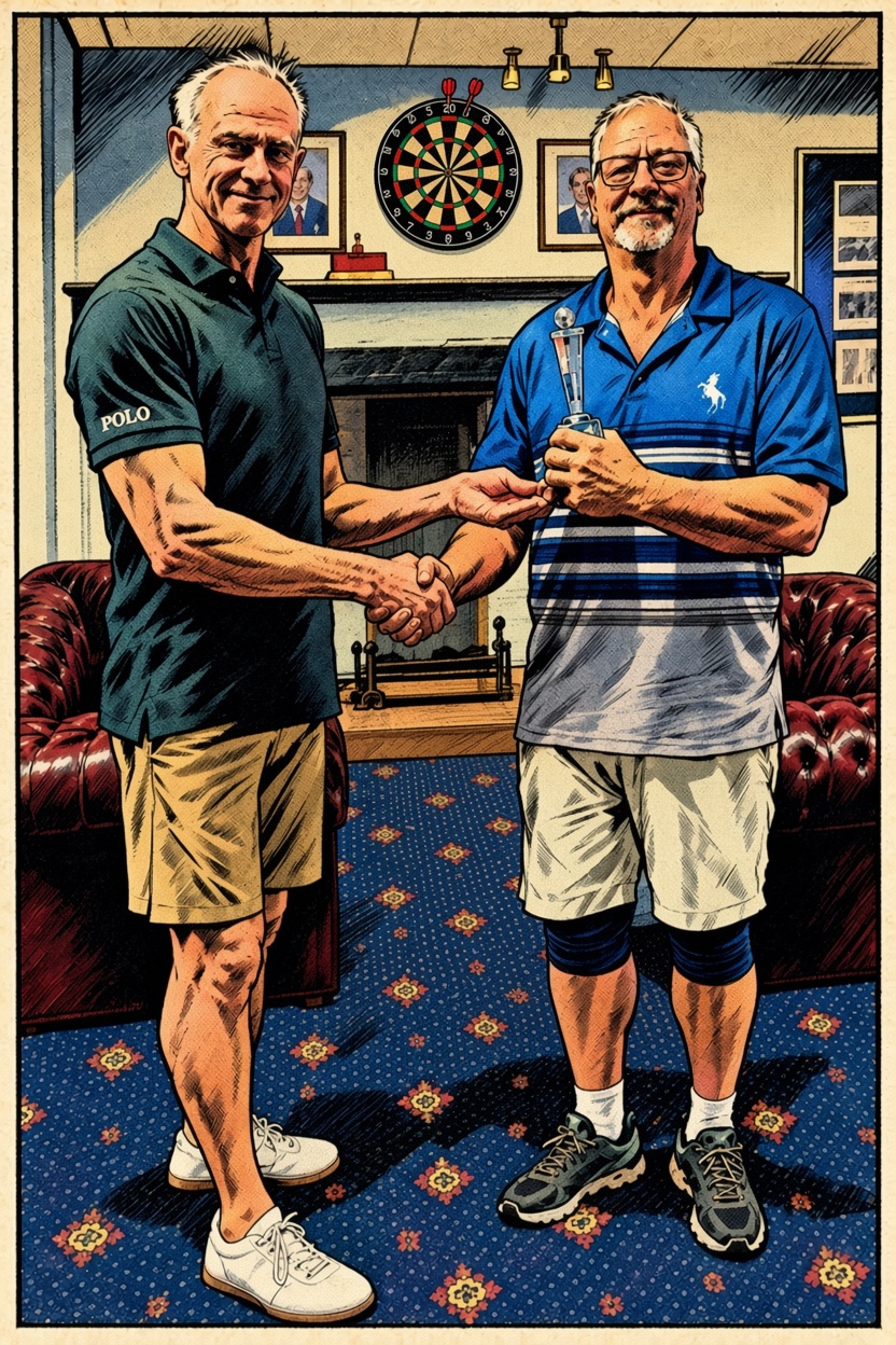 Colin Reardon receiving the Swindle Shield from John Fitz
